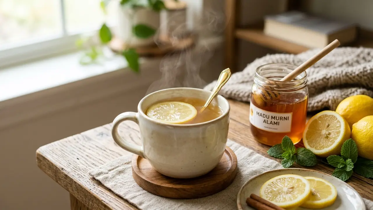 Minuman Lemon Hangat dengan Madu (AI Generated)