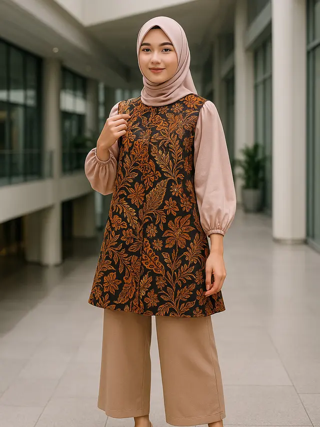 Model Tunik Batik Terbaru untuk Remaja agar Tidak Terlihat Tua (created by AI)
