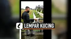 ANGGOTA BRIMOB LEMPAR ANAK KUCING KE PARIT