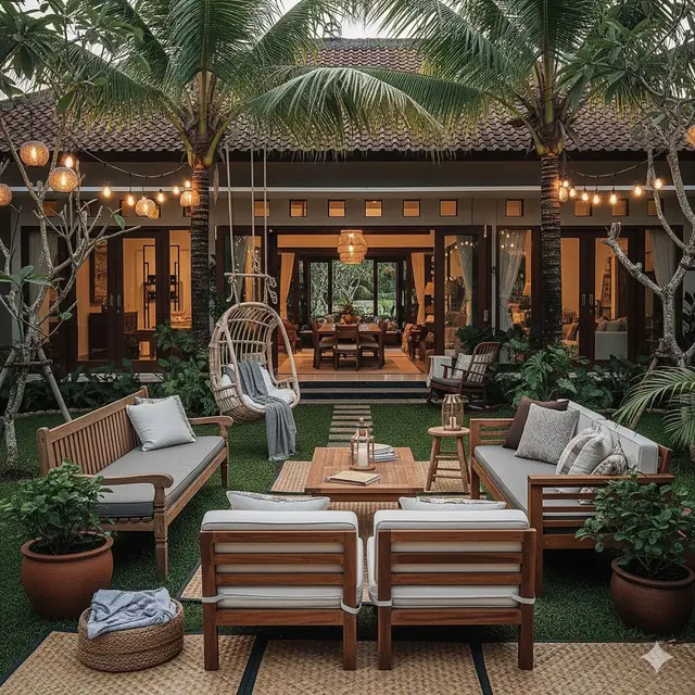 Outdoor Living Room dengan Area Santai
