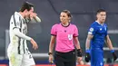 Pada laga tersebut Juventus meraih kemenangan telak tiga gol tanpa balas atas tamunya. Gol kemenangan Juventus masing-masing dicetak Federico Chiesa, Cristiano Ronaldo dan Alvaro Morata. (Photo by Vincenzo PINTO / AFP)