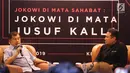 Wapres Jusuf Kalla menjawab pertanyaan dari kaum muda millenial di komunitas Kamis Kerja, Jakarta, Kamis (21/3). Dialog tersebut untuk mengenal sosok Jokowi dari kaca mata seorang JK yang telah mendampinginya  5 tahun terakhir. (Liputan6.com/Fery Pradolo)