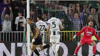 Dani Fila mencetak gol untuk Venezia di laga lawan Juventus, Senin (26/05/2025) dini hari WIB. (Paola Garbuio/LaPresse via AP)