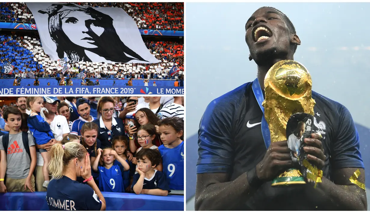 Tim sepak bola wanita Prancis gagal mengikuti prestasi yang diraih Paul Pogba dan kawan-kawan yang mampu menjadi juara dunia. (Kolase Foto-foto AFP)