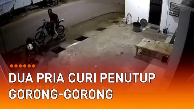 Aksi pencurian penutup gorong-gorong oleh dua pria terekam CCTV