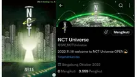 NCT merilis poster reality show terbaru mereka bertajuk 'NCT Universe' pada hari ini, Selasa (08/11/22) melalui akun Twitter resmi @SM_NCTUniverse. (Liputan6.com/Qorry Layla Aprianti)