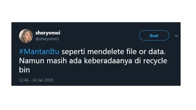 cuitan tentang mantan (foto: twitter/@sheryvmei1)