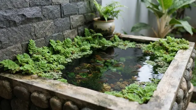 Kombinasi Batu Tanaman dan Ikan Untuk Mini Pond