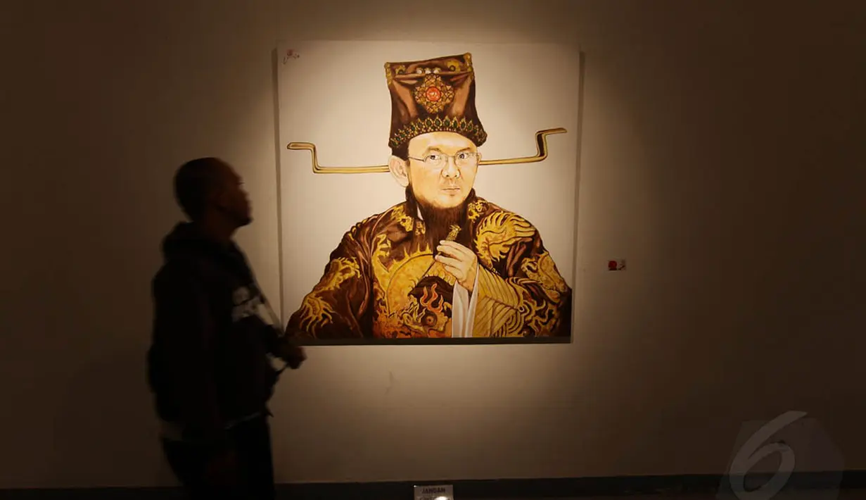 Dalam karya Jerry Thung menampilkan wajah Wakil Gubernur Jakarta Basuki Tjahaja Ahok dengan gaya berpakaian legenda Cina, Justice Bao, Jakarta, Rabu (21/5/14). (Liputan6.com/Faizal Fanani)