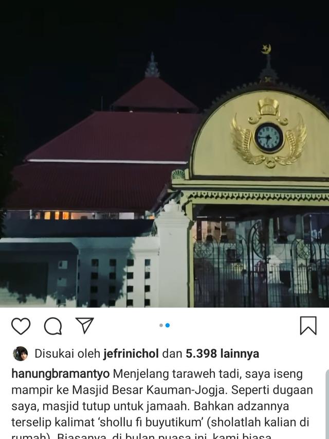 Unggahan Hanung Bramantyo. (Foto: Instagram @hanungbramantyo)