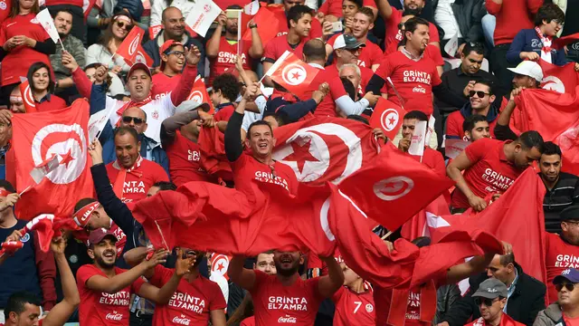 Selebrasi Pemain Tunisia Usai Lolos ke Piala Dunia 2018