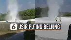 Biasanya angin puting beliung dihindari oleh masyarakat. Tetapi berbeda dengan angin puting beliung ini. beberapa warga berusaha mengusirnya.