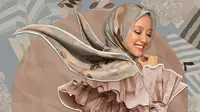 Berikut koleksi hijab dari Kami kolaborasi dengan influencer Gita Savitri yang terinspirasi dari kuliner nusantara. (Foto: Dok. Kami)