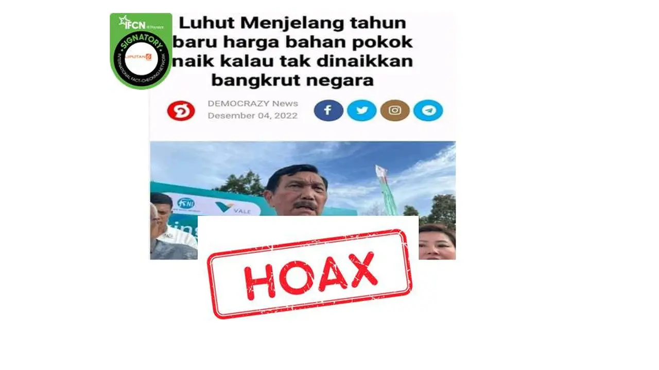 Cek Fakta Luhut naikkan harga bahan pokok