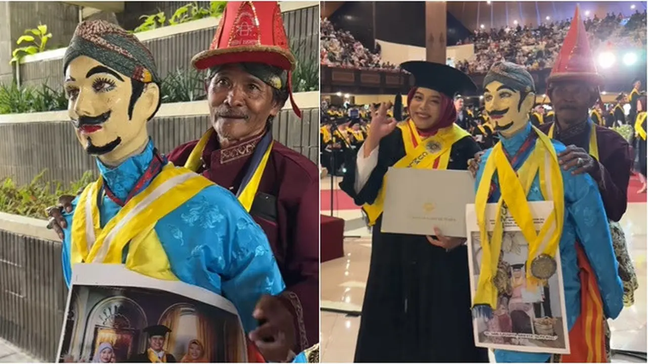 Kisah Inspiratif Ayah Mertua Pakai Kostum Unik di Wisuda S3 Putri Menantunya di UGM