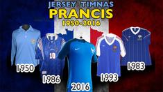 Video jersey sepak bola tim nasional negara Prancis dari tahun 1950 hingga 2016.