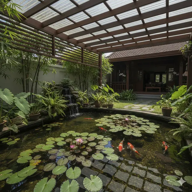 Kolam ikan outdoor (Foto: Gemini AI)