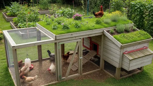 Desain Kandang Ayam dengan Atap Rumput Hidup/Gemini AI