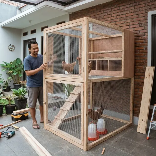 Kandang Ayam Hias Bertangga (Gemini AI)