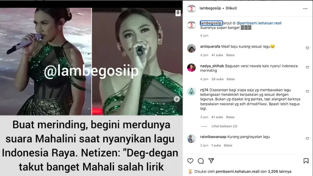 Mahalini Dikritik Karena Kenakan Baju Terbuka Saat Nyanyikan Lagu Indonesia Raya