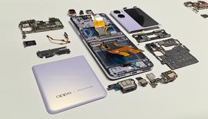 Komponen pada ponsel lipat Oppo Find N2 Flip. (Liputan6.com/Dinda Charmelita Trias Maharani)