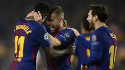 1. Barcelona - Lolos ke babak perempat final setelah menang agregat 4-1 atas Chelsea. (AFP/Josep Lago)