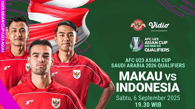 siaran langsung timnas Indonesia Kualifikasi AFC U-23 Asian Cup 2026 vs Makau eksklusif di Vidio. (dok. vidio.com)