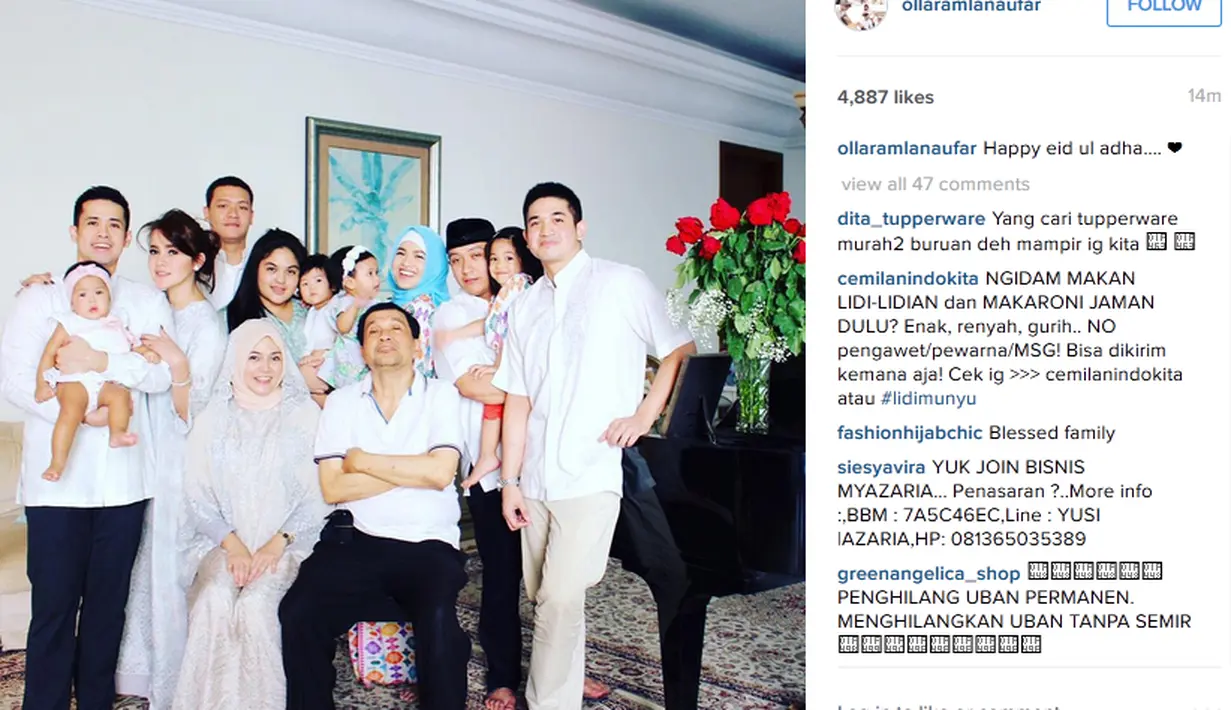 Olla Ramlan rayakan Idul Adha bersama keluarga besar. (via instagram/@ollaramlanaufar)