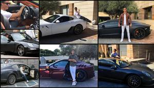 Cristiano Ronaldo dan mobil mewahnya. (Instagram)
