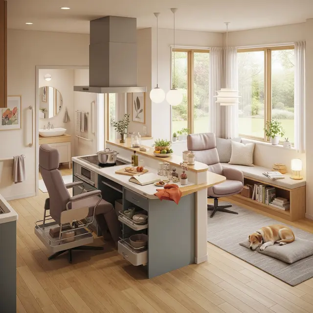 Model Rumah Lansia dengan Dapur Duduk (Gemini AI)
