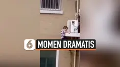 Thumbnail Pria tangkap balita dari lantai 4