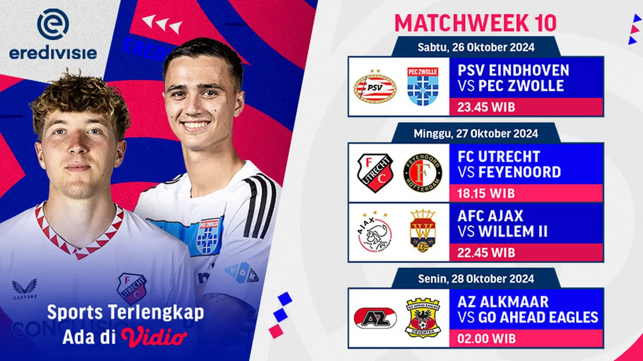 Jadwal Eredivisie 2024/2025 Matchweek 10