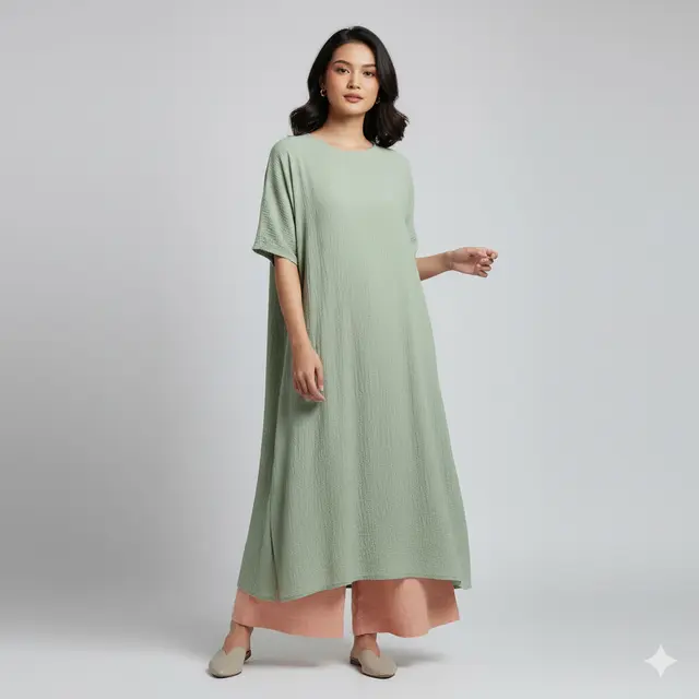 Inspirasi Gamis Tunik Kombinasi Celana Kulot Terbaru. Gemini