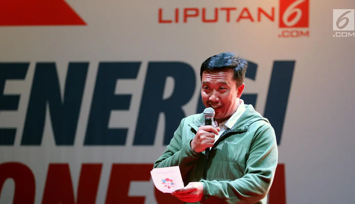 Menpora Imam Nahrawi memberikan sambutan dalam acara Energi Indonesia untuk Asia dan Dunia, di Jakarta, Rabu (12/9). Acara tersebut merupakan rangkaian Gebyar Sukses Asian Games 2018 yang dimulai dari Jakarta. (Liputan6.com/Johan Tallo)
