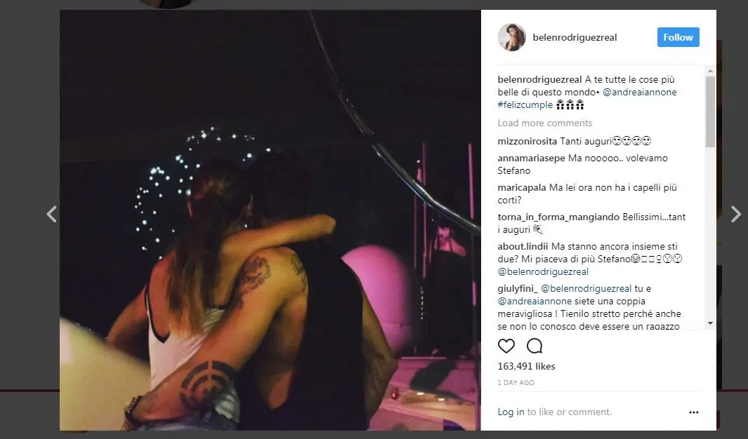 Andrea Iannone dan kekasihnya, Belen Rodriguez (Instagram)