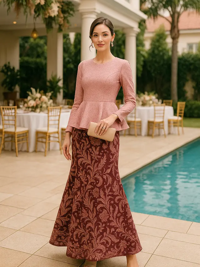 Model Baju Pesta Rok Batik A-Line