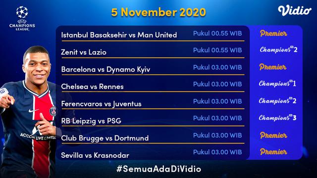 Jadwal Liga Champions Matchday 3 di Vidio