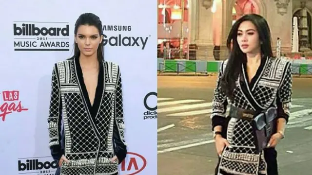7 Potret Beda Gaya Syahrini dengan Selebriti Dunia Saat Pakai Busana yang Sama