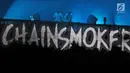 Duo DJ asal Amerika, Alex Pall dan Andrew Taggart tampil pada "The Chainsmokers Live in Concert" di JIExpo, Kemayoran, Jakarta, Jumat (30/3). Duo DJ asal Amerika tampil hibur penonton ajak berjoget pukul 22.00 WIB. (Liputan6.com/Herman Zakharia)