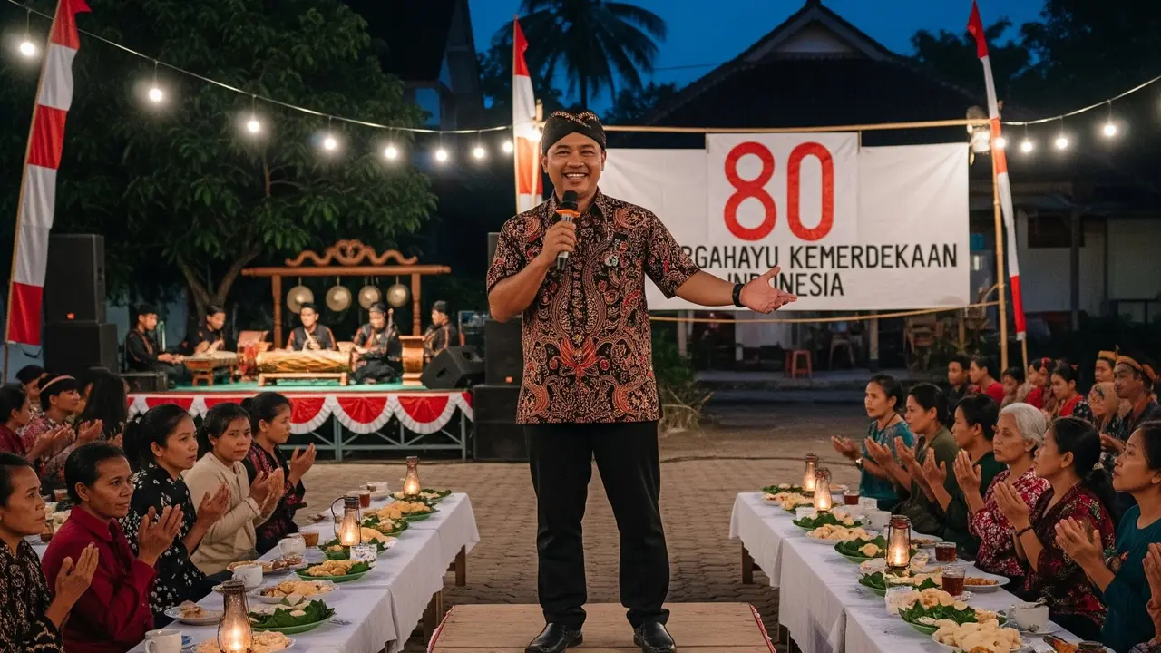Ilustrasi acara tirakatan peringatan HUT RI 80