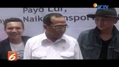 Menhub Budi Karya Sumadi bersama sejumlah artis Ibu Kota luncurkan sistem intergrasi LRT Palembang dengan Transmusi.