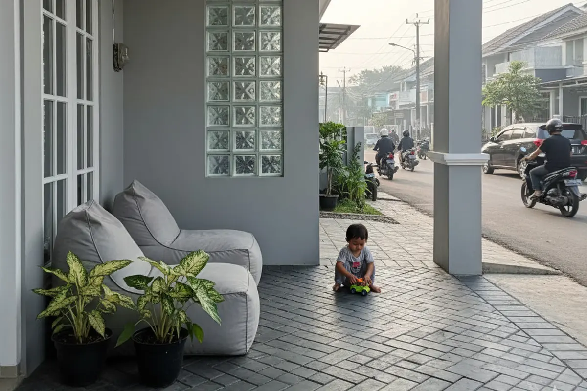 Warna Cat Teras Anti Kusam untuk Rumah Pinggir Jalan. AI