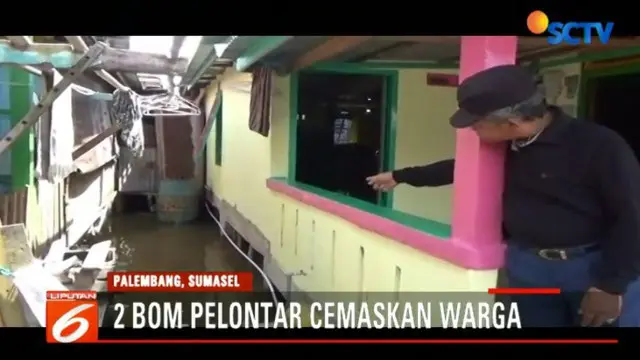Dua bom pelontar itu ditemukan warga dalam waktu bersamaan di lorong badai dan lorong Pantai Jalan Mayor Zen Palembang.