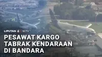 Sebuah pesawat kargo menabrak sejumlah kendaraan di Bandara Miami, Amerika Serikat. Terdapat lima orang tewas dalam insiden itu.