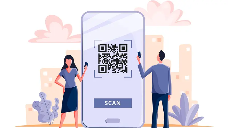 Ilustrasi Barcode, kede QR