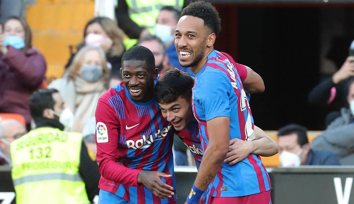 Hingga laga usai, skor 4-1 untuk kemenangan Barcelona tetap bertahan. (AFP/Jose Jordan)