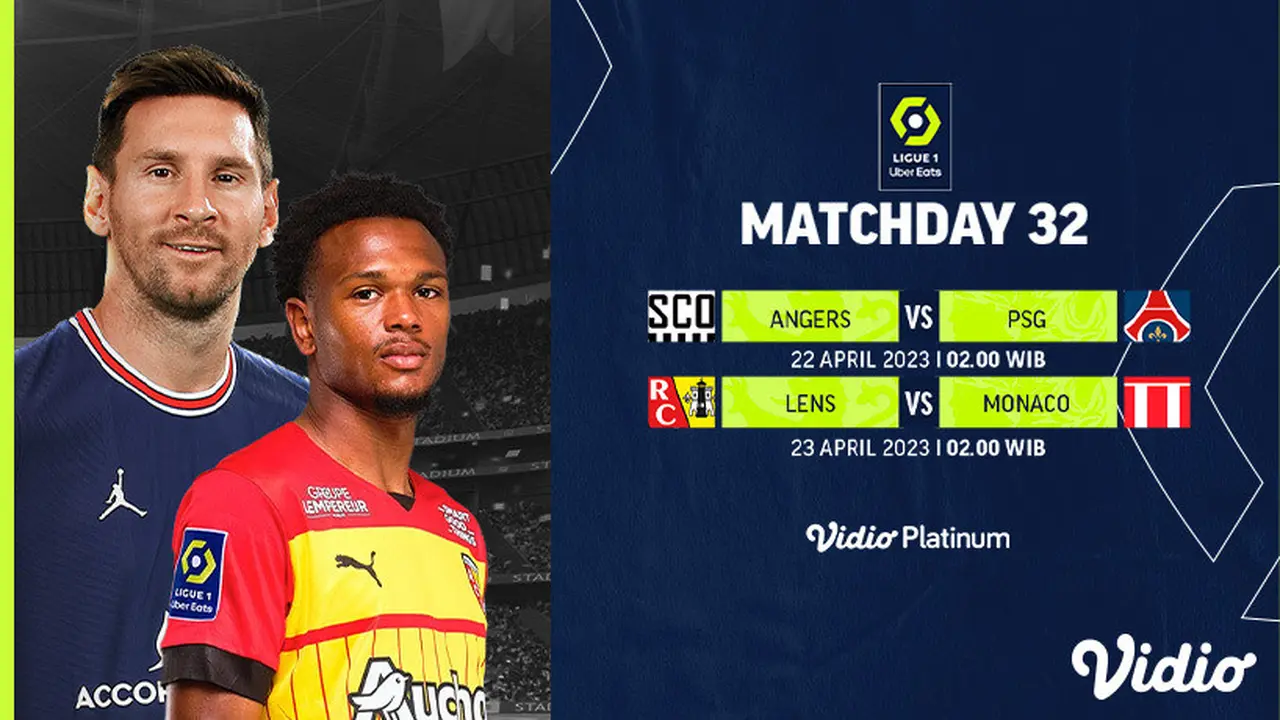 Jadwal Lengkap Pertandingan Pekan ke-32 Ligue 1 2022-23 Live Vidio 22-24 April : PSG Vs Angers