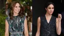 Kate Middleton dan Meghan Markle juga pernah kembaran sata memakai belted dress loh! (Getty Images/Cosmopolitan)