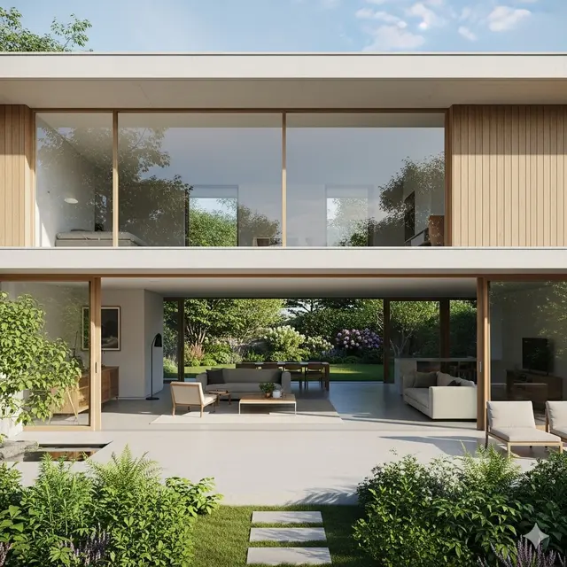 Inspirasi 7 Desain Rumah 8x12 Meter Minimalis Modern dengan Taman Belakang Asri (Image by Gemini AI)