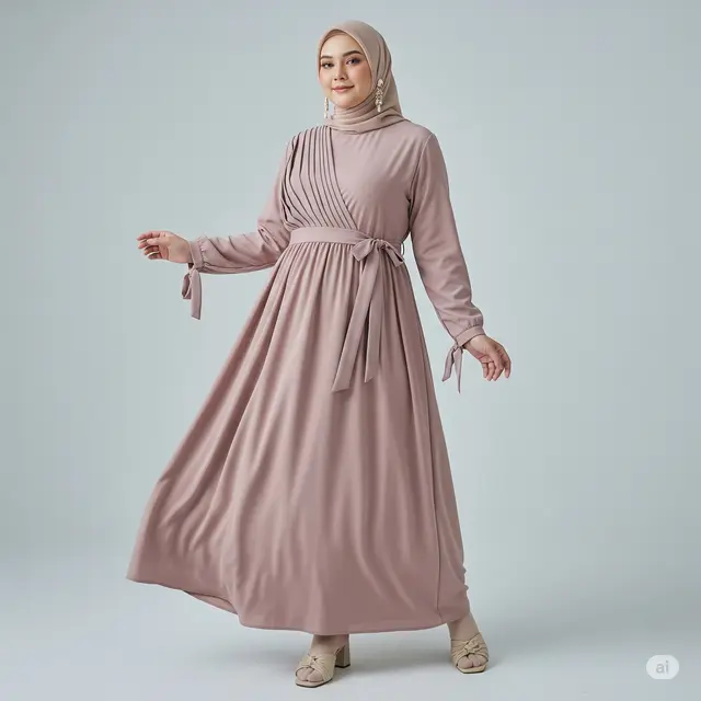Gamis High Waist dengan Pita Samping